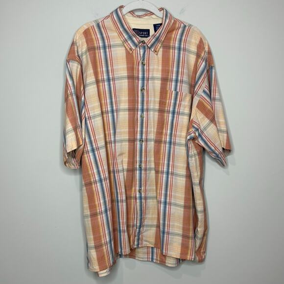 Harbor Bay Other - Harbor Bay Sport Plaid Short Sleeve Button Down Shirt Size 2X Big EUC Cotton